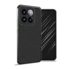 Силиконовый чехол на Xiaomi 14 Pro / Сяоми 14 Про "Черный карбон" черный